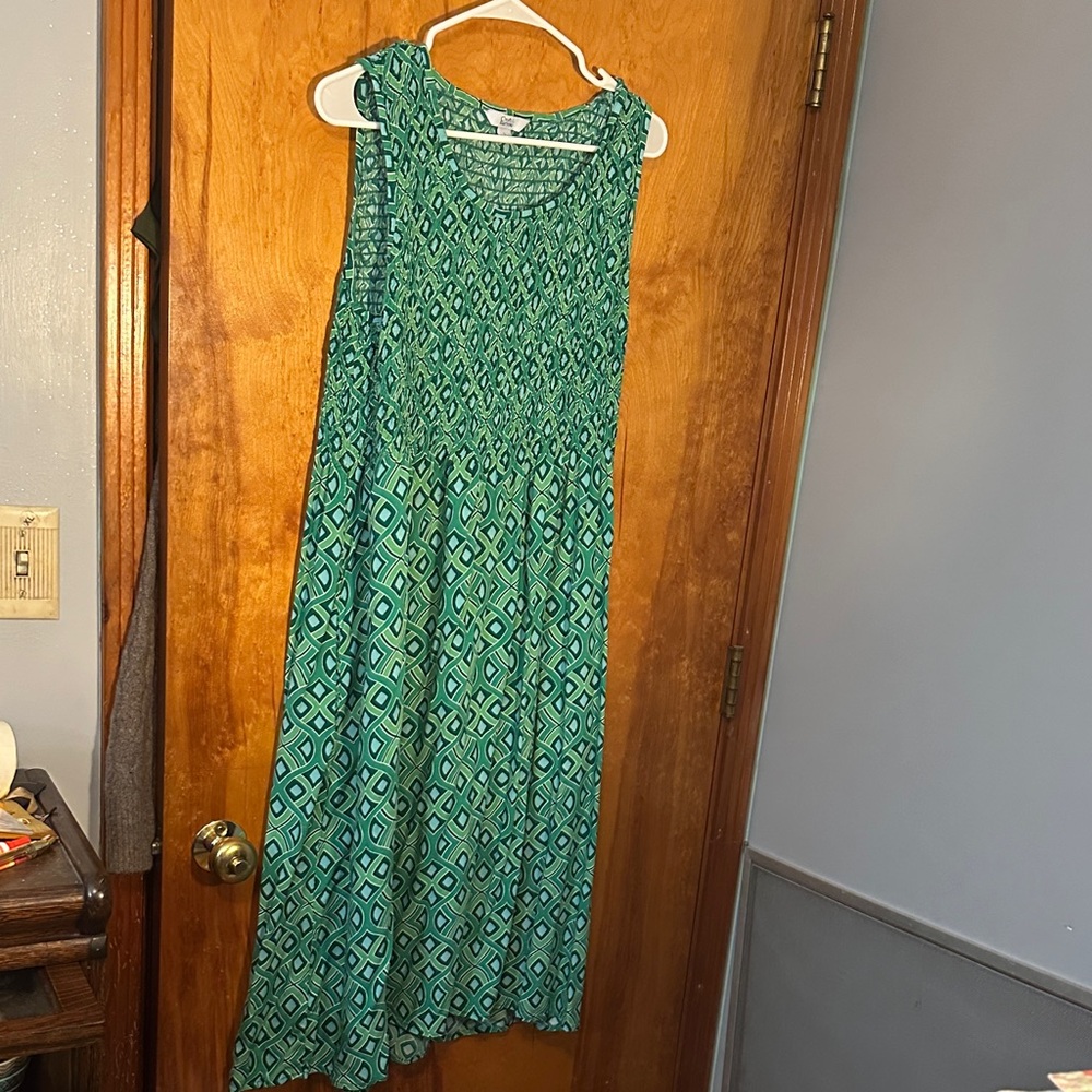 Croft & Barrow Teal Diamond Midi Dress